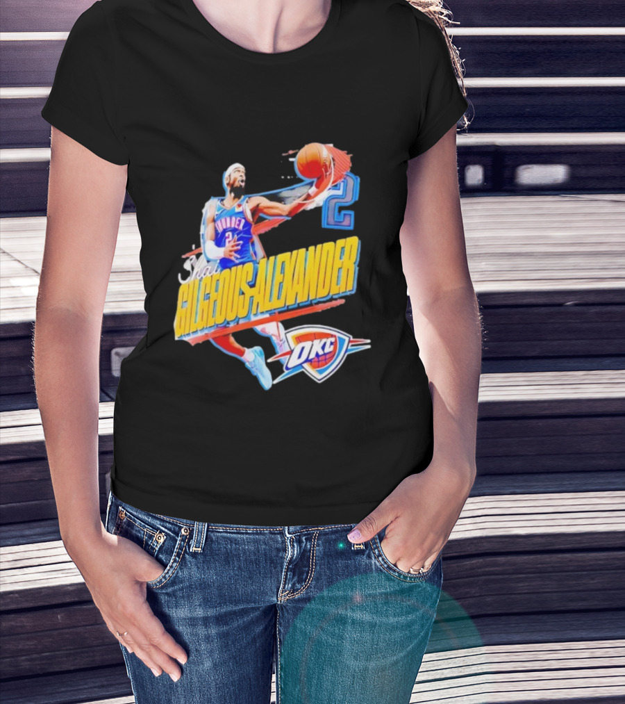 Shai Gilgeous-Alexander Oklahoma City Thunder 2025 Basketball Action OKC T-Shirt