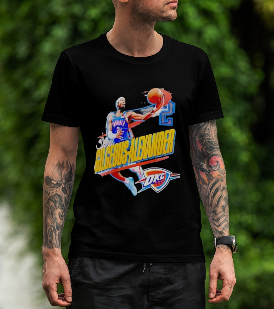 Shai Gilgeous-Alexander Oklahoma City Thunder 2025 Basketball Action OKC T-Shirt