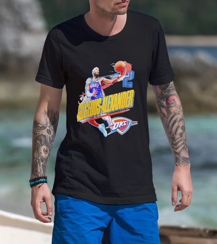 Shai Gilgeous-Alexander Oklahoma City Thunder 2025 Basketball Action OKC T-Shirt