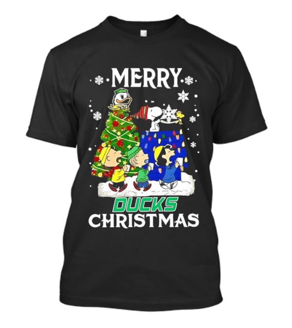 Merry Snoopy And Friends Oregon Ducks Christmas T-Shirt