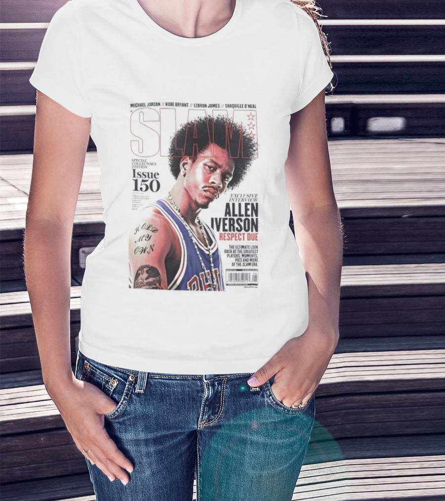 SLAM Magazine Allen Iverson Philadelphia 76ers Respect Due Issue 150 Retro Basketball Legend T-Shirt