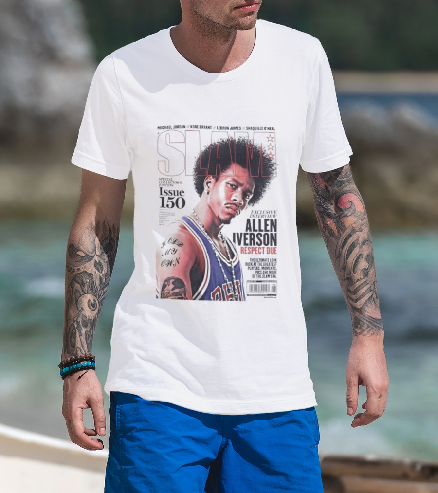 SLAM Magazine Allen Iverson Philadelphia 76ers Respect Due Issue 150 Retro Basketball Legend T-Shirt