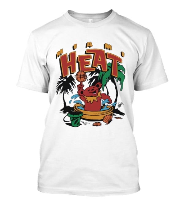Grateful Dead Bear Miami Heat Basketball Palm Trees Beach Theme T-Shirt