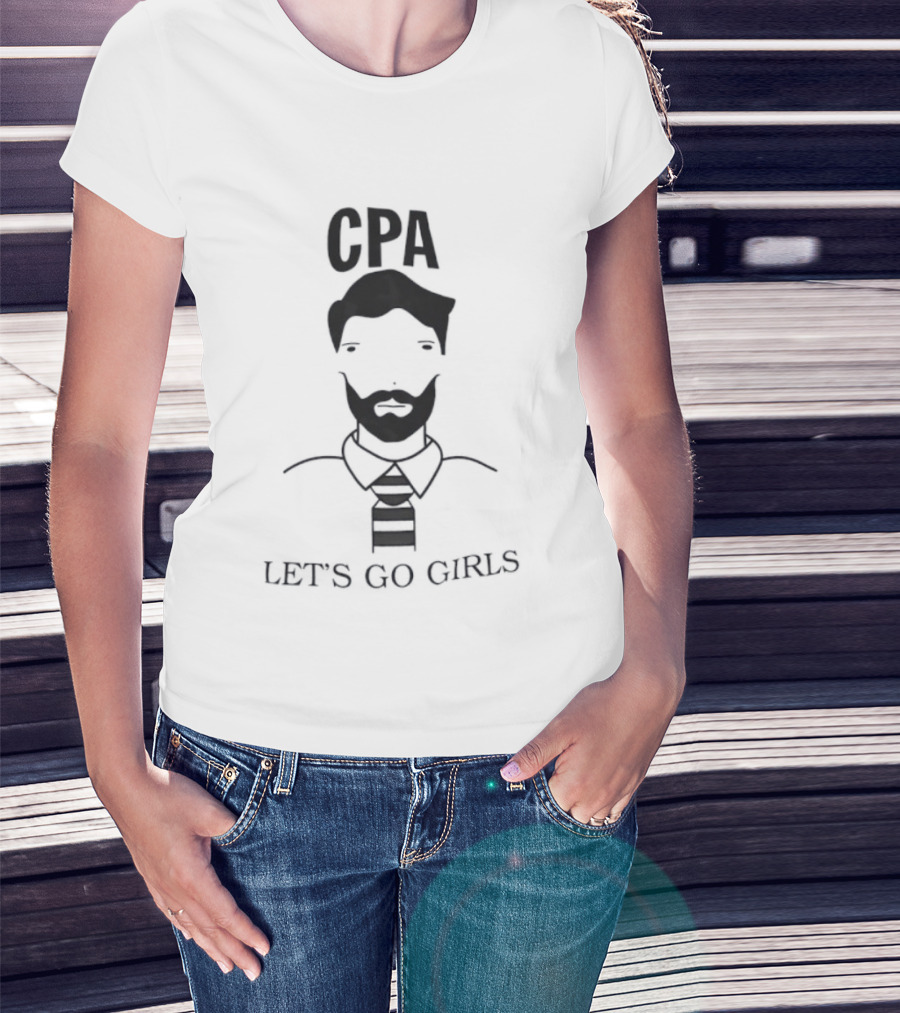 CPA Let's Go Girls Accountant Humor Face Icon T-Shirt