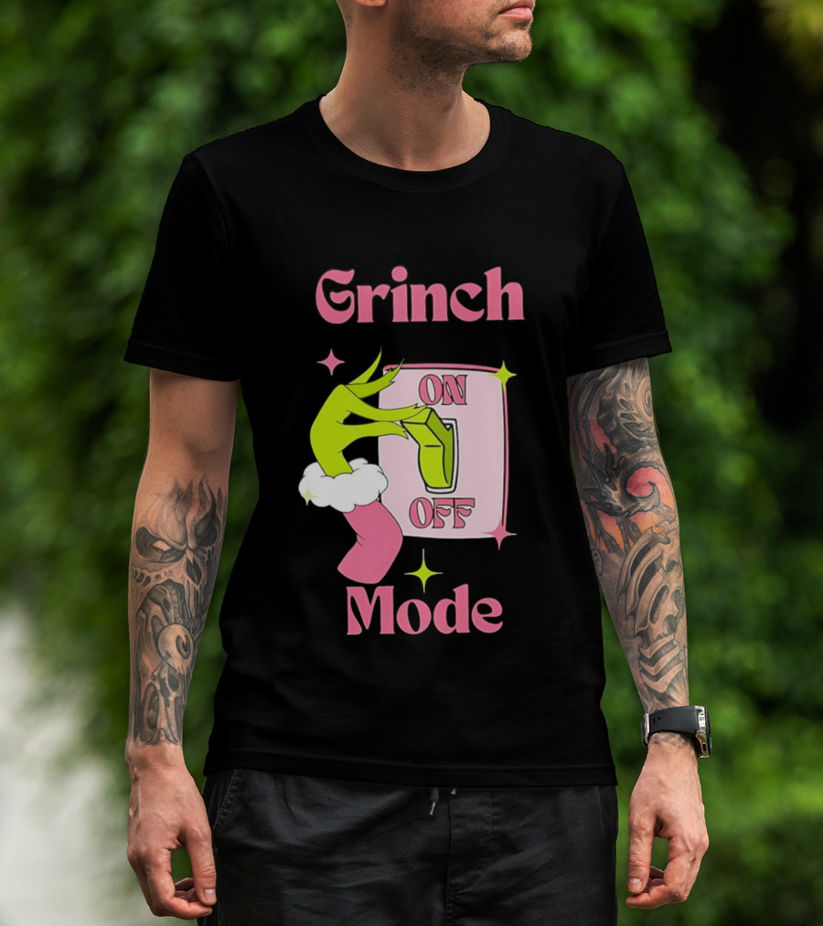 Grinch Mode On Off Merry Christmas Pink Girl T-Shirt