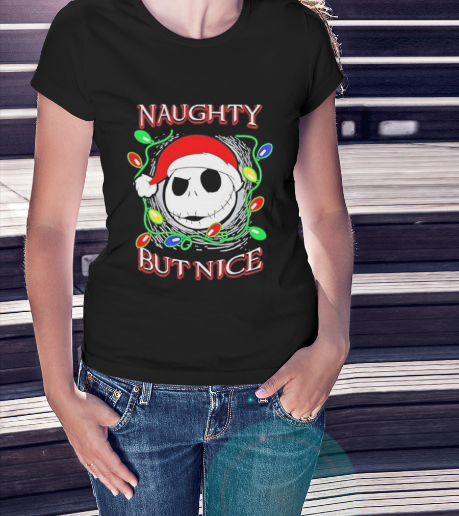 Naughty But Nice Jack Skellington The Nightmare Before Christmas Holiday Lights T-Shirt