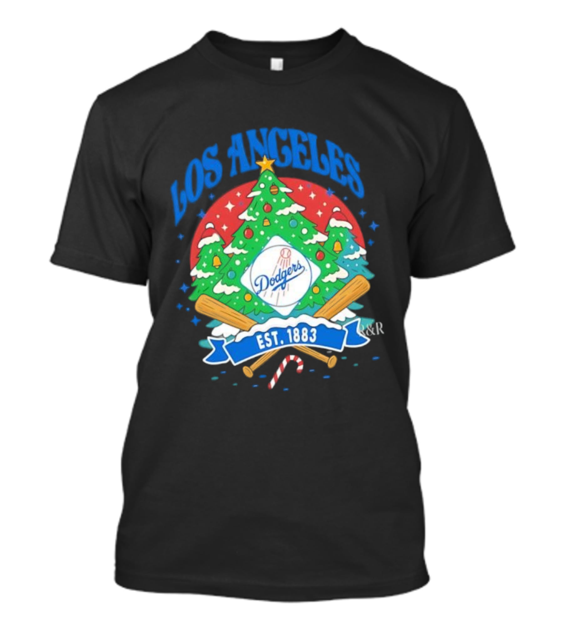 Los Angeles Dodgers Christmas Tree Est 1883 Dodgers T-Shirt