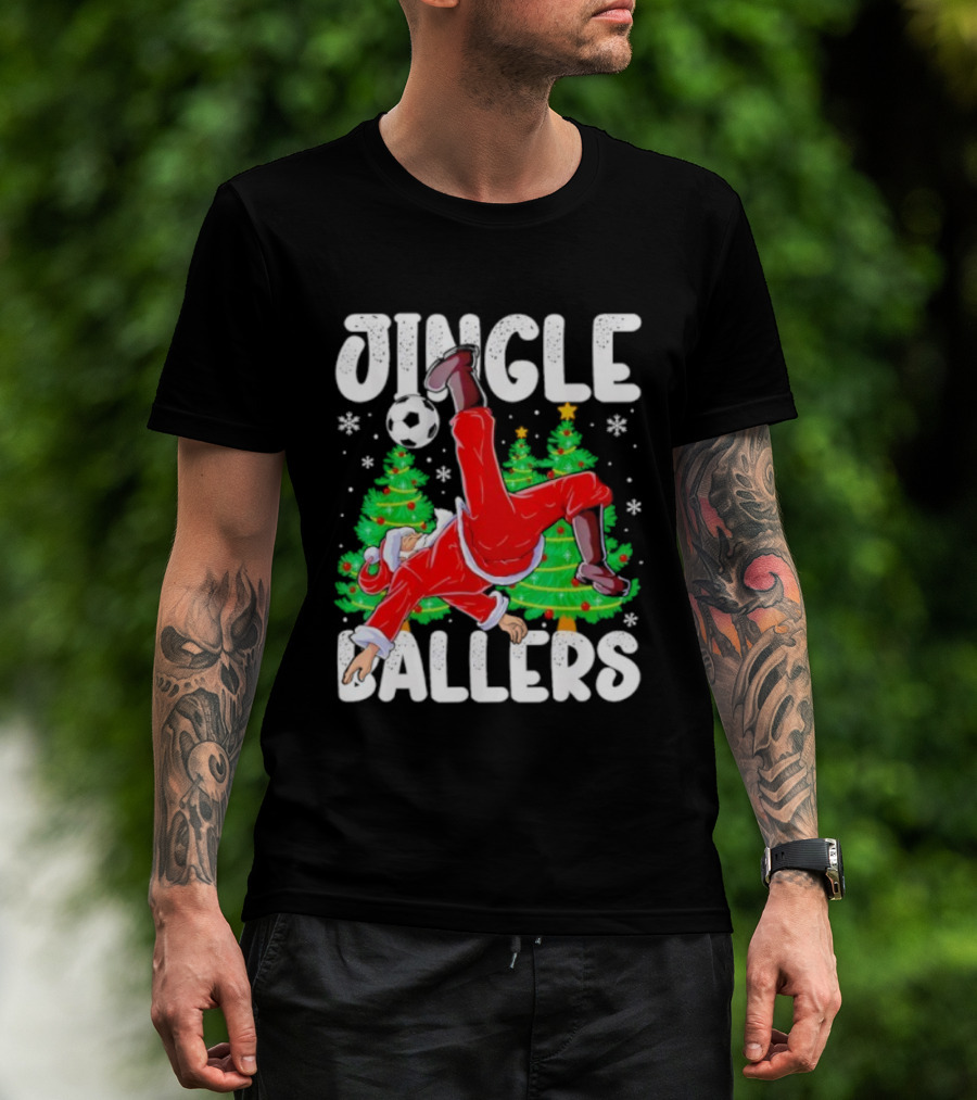Jingle Ballers Santa Football Christmas Soccer Tree T-Shirt