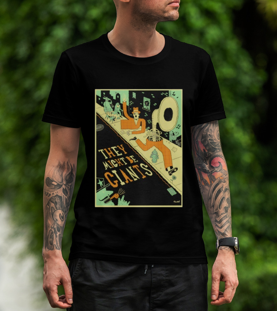 They Might Be Giants Comic Style Tuba Man Illustration T-Shirt