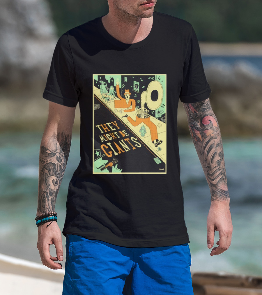 They Might Be Giants Comic Style Tuba Man Illustration T-Shirt