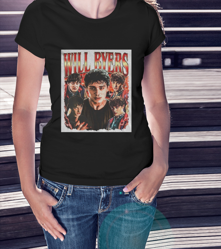 Will Byers Stranger Things Character Montage Upside Down Theme T-Shirt