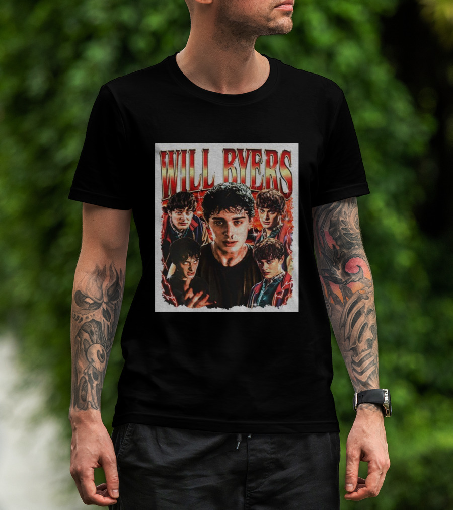 Will Byers Stranger Things Character Montage Upside Down Theme T-Shirt