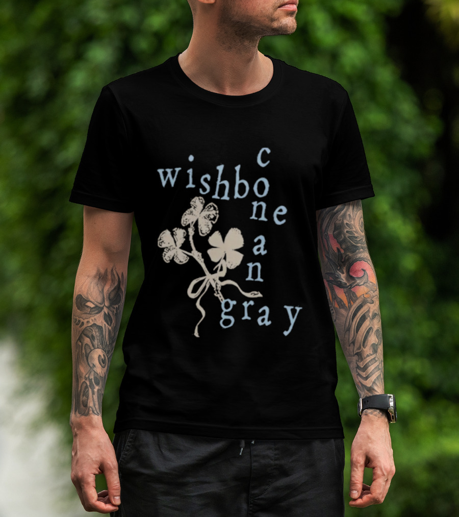 Wishbone Conan Gray Four-Leaf Clover Ribbon T-Shirt