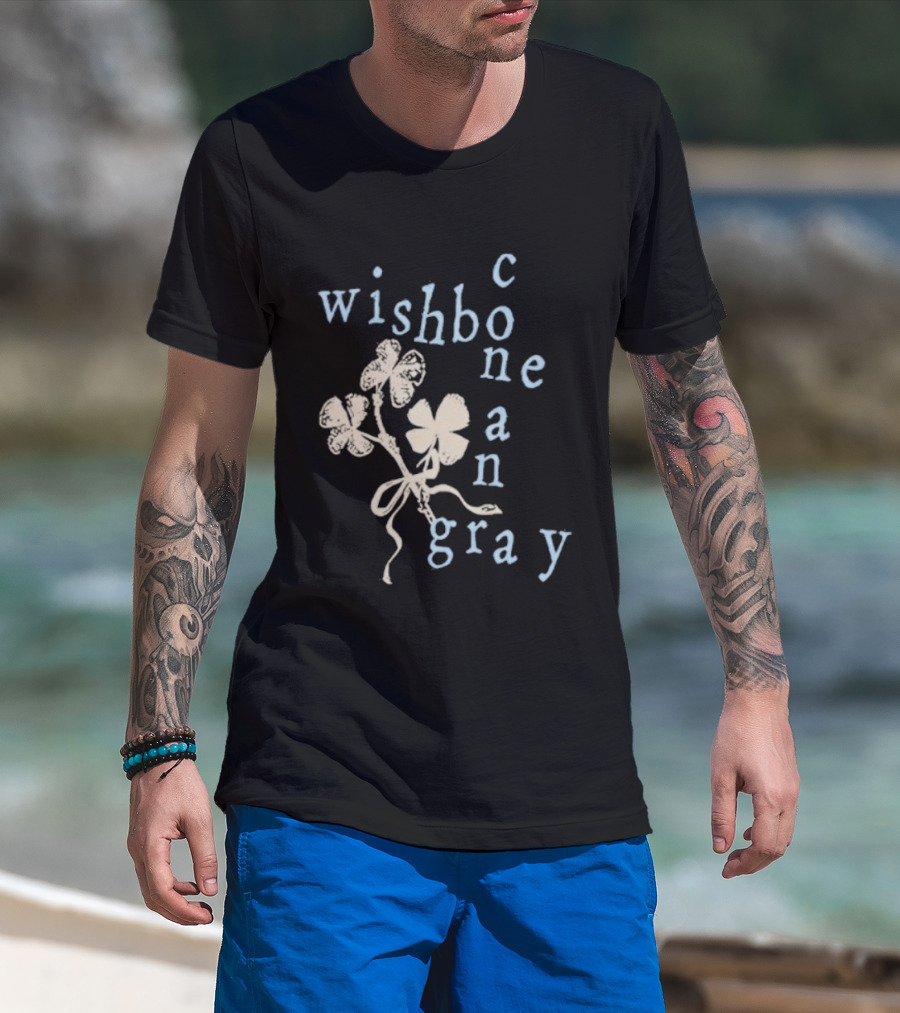 Wishbone Conan Gray Four-Leaf Clover Ribbon T-Shirt