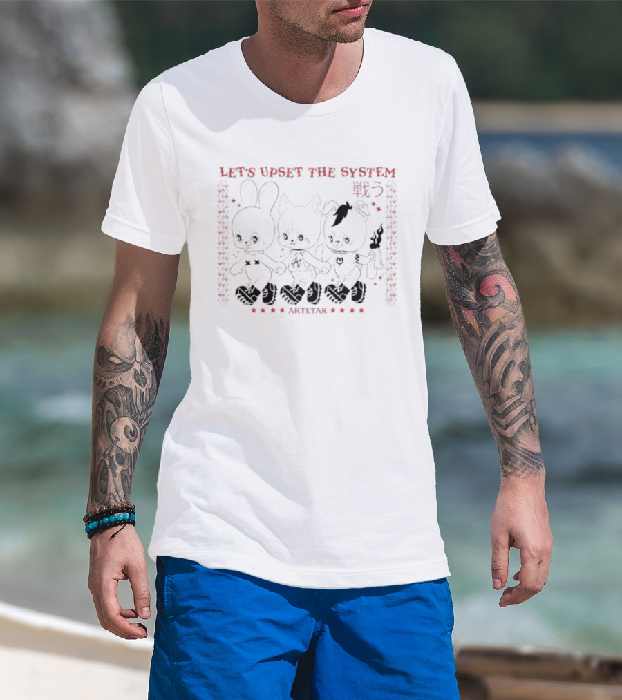 Let's Upset The System Three Anthropomorphic Animals Japanese War Artteak T-Shirt