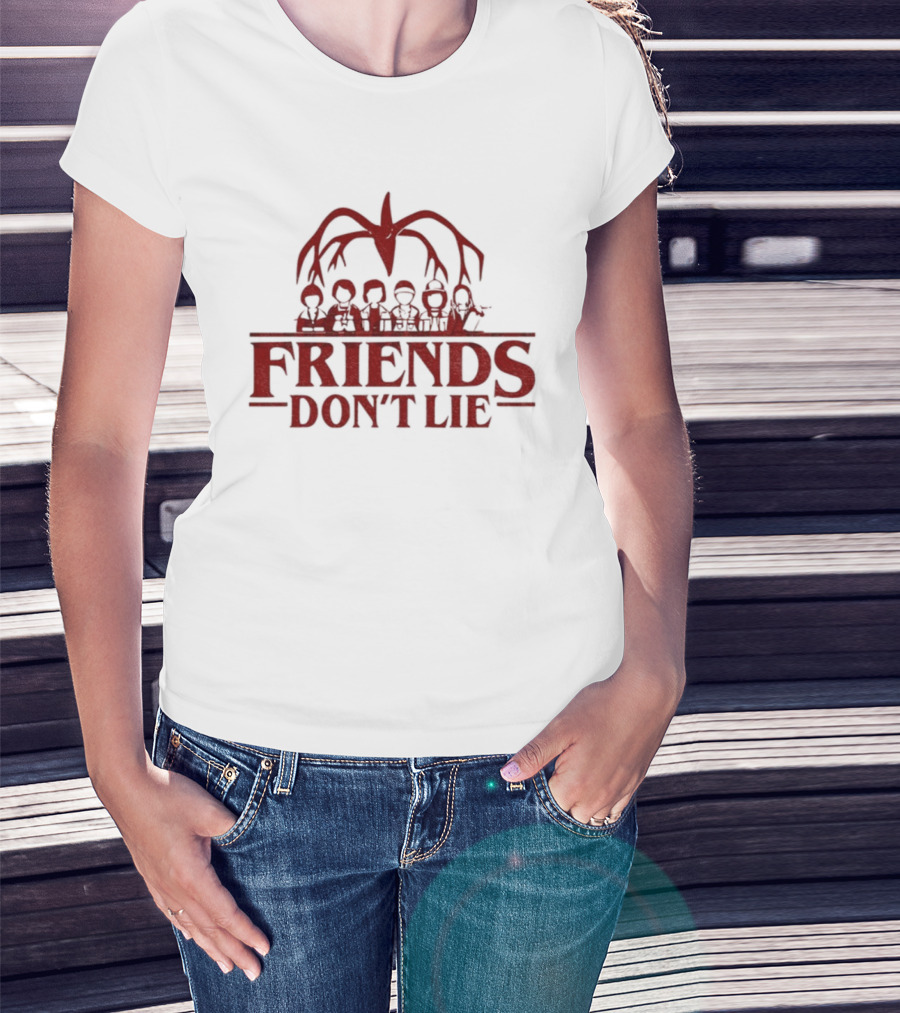 Stranger Things Friends Don’t Lie Upside Down 2025 Demogorgon Cast Silhouette T-Shirt