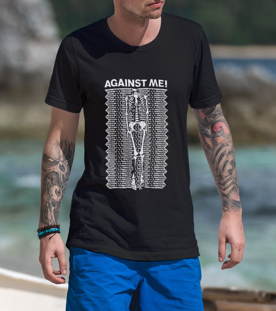Against Me Skeleton Graphic Punk Rock Band Merchandise T-Shirt