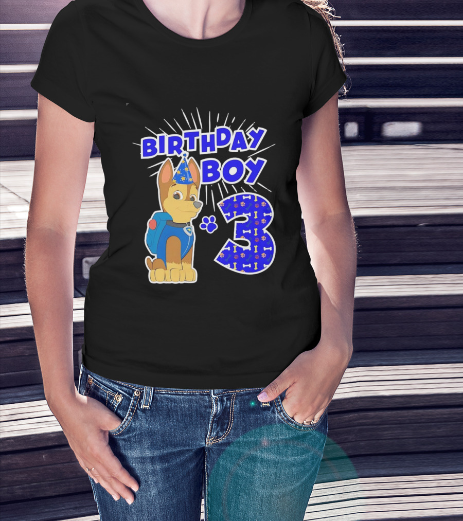 Birthday Boy Cute Police Pup Dog 3rd Party Theme T-Shirt