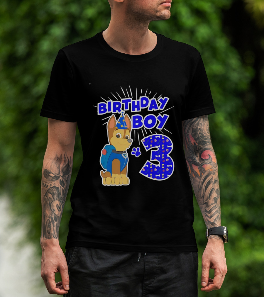 Birthday Boy Cute Police Pup Dog 3rd Party Theme T-Shirt