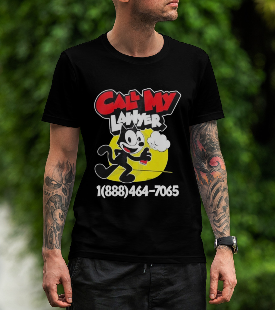Call My Lawyer Felix The Cat Spray Paint Retro Style T-Shirt
