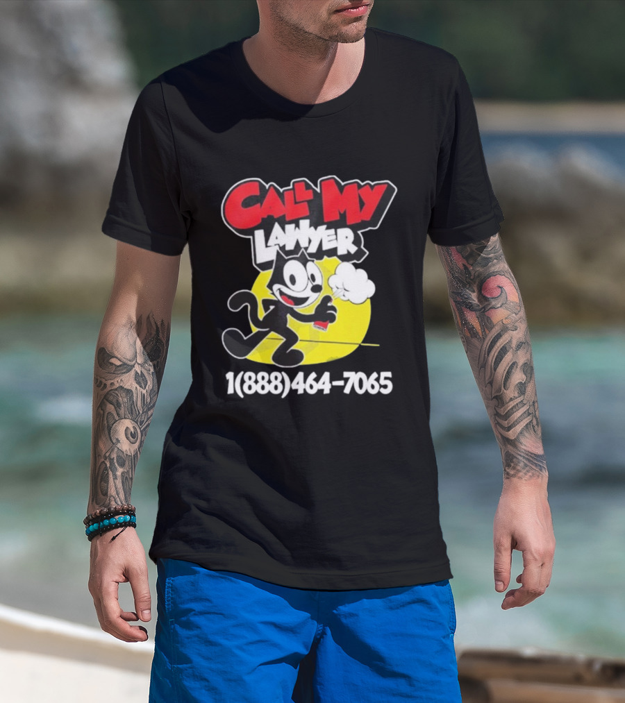 Call My Lawyer Felix The Cat Spray Paint Retro Style T-Shirt
