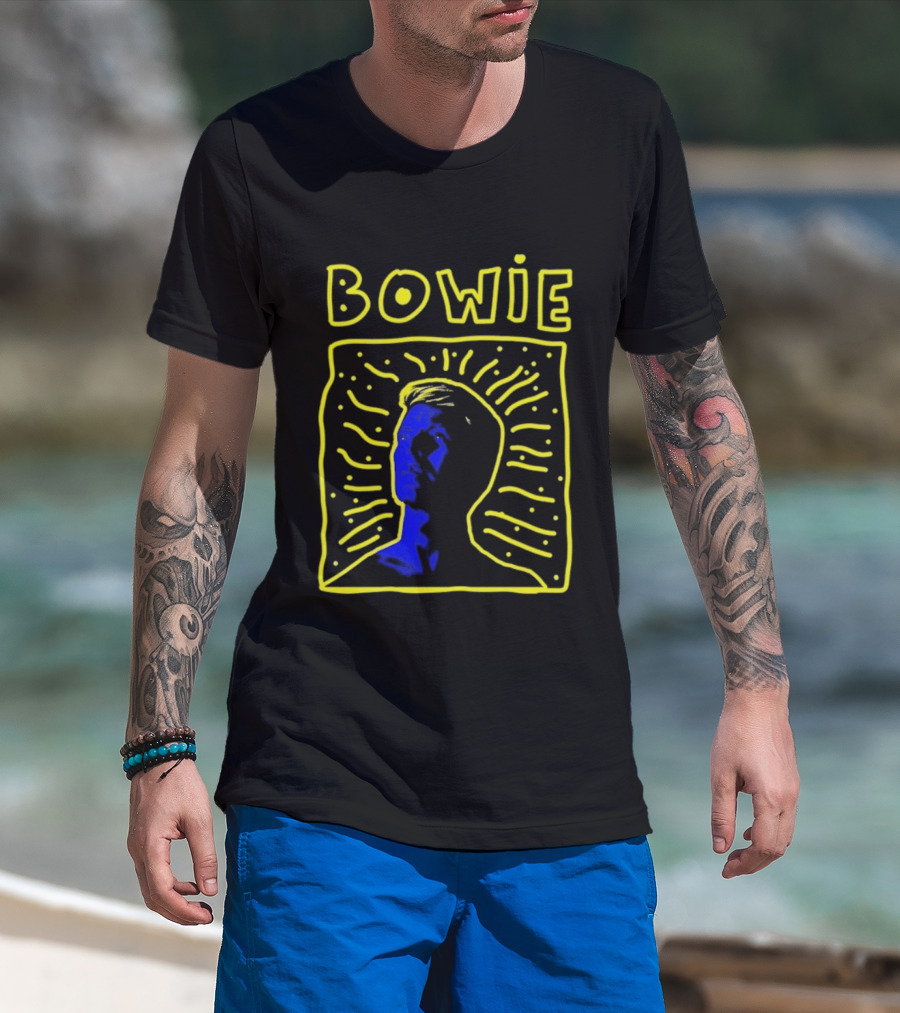 David Bowie 90s Neon Pop Art Silhouette T-Shirt
