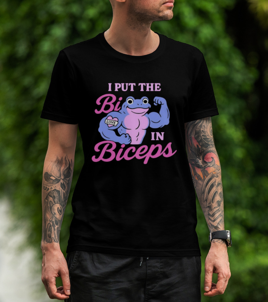 I Put The Bi In Biceps Frog Flexing Muscle Love T-Shirt