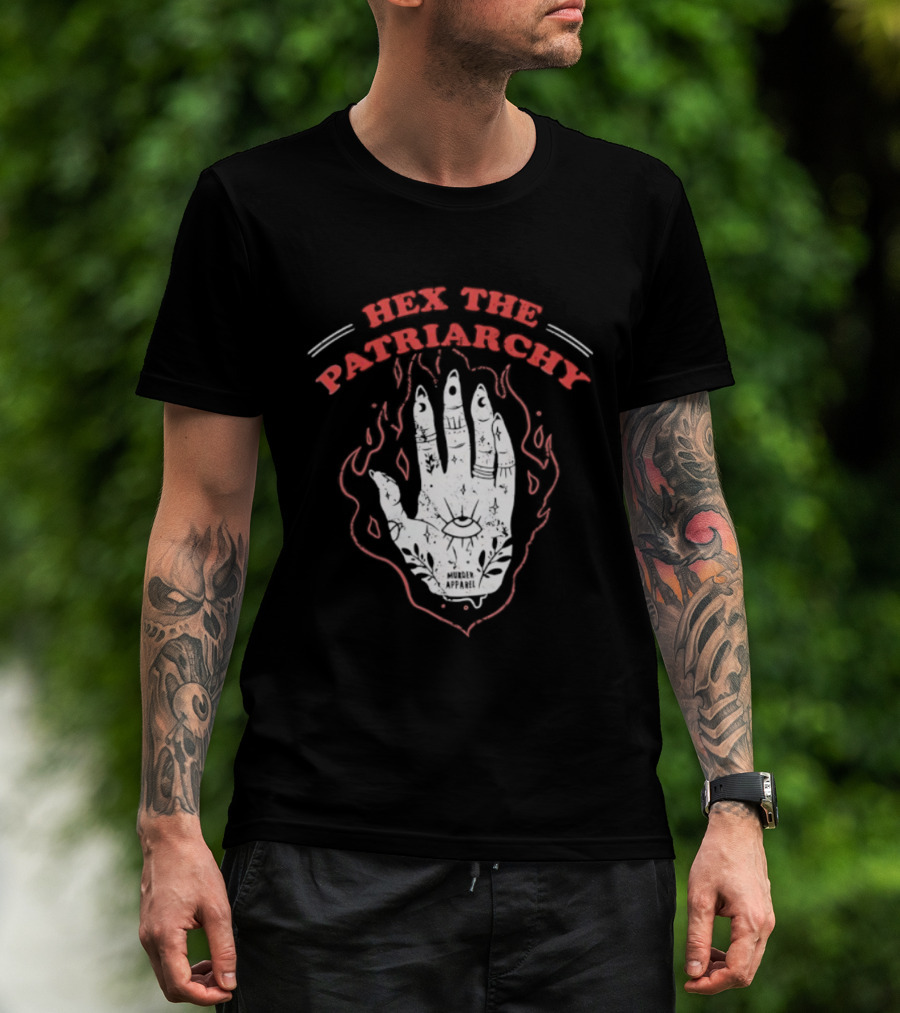 Hex The Patriarchy Hand Symbol With Mystical Flames T-Shirt