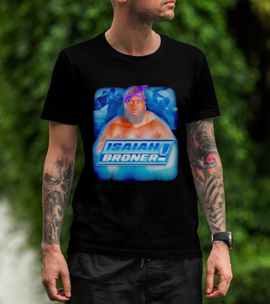 Isaiah Broner Iconic Blue Bandana Style Power Pose T-Shirt
