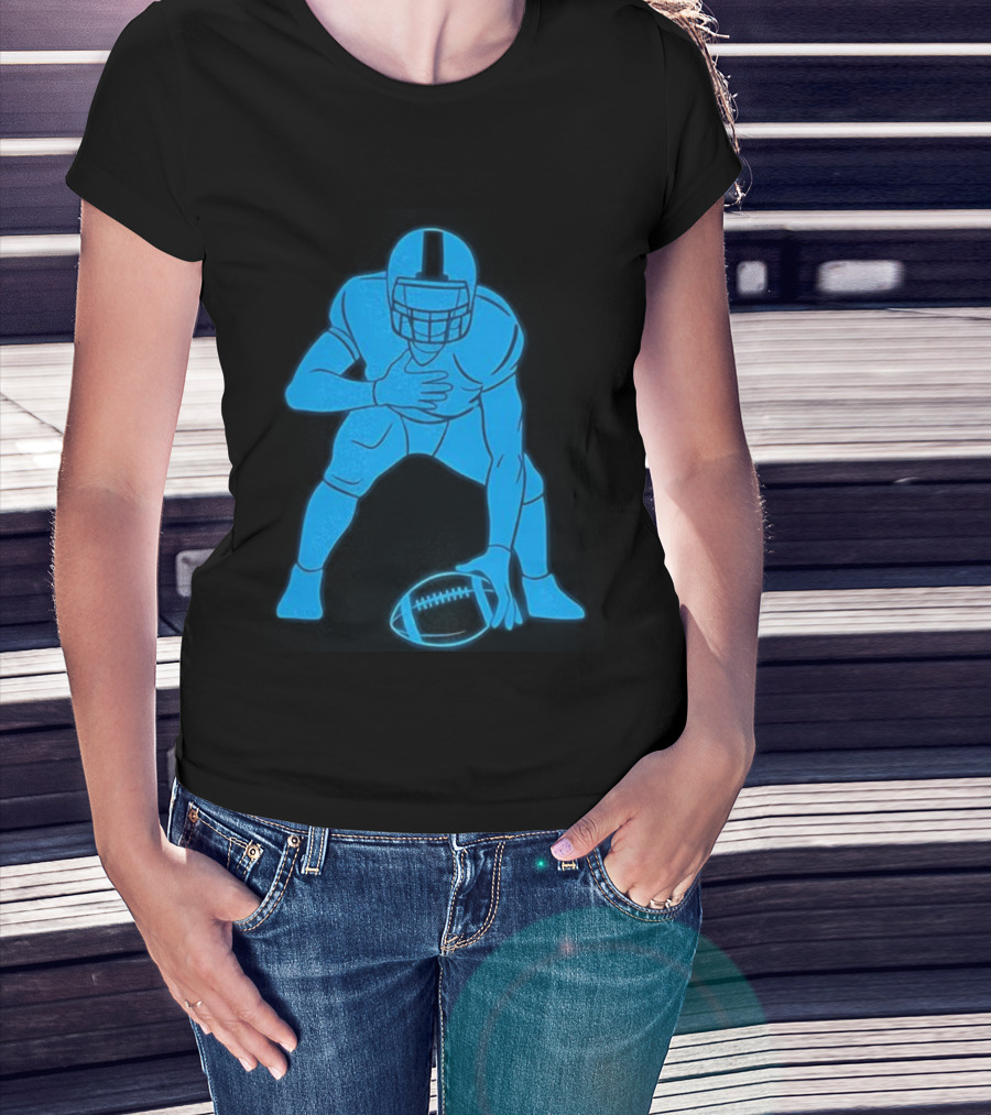 Matthew Stafford Football Neon Glow Blue T-Shirt