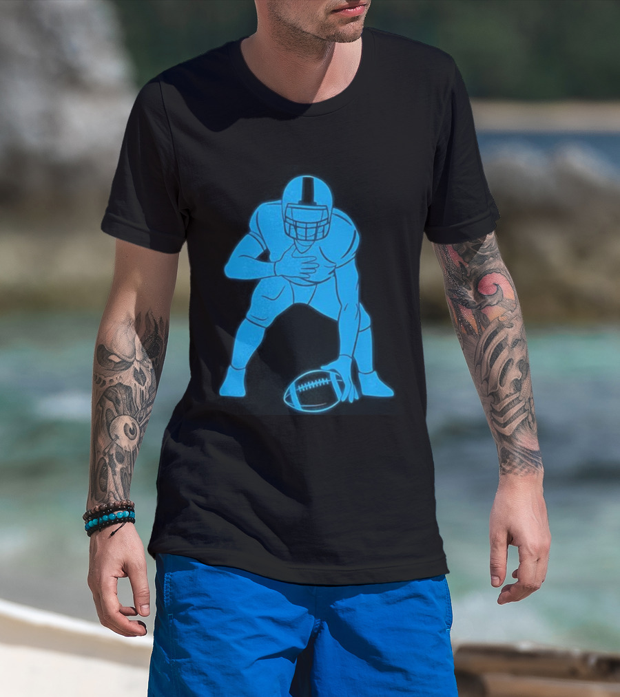 Matthew Stafford Football Neon Glow Blue T-Shirt
