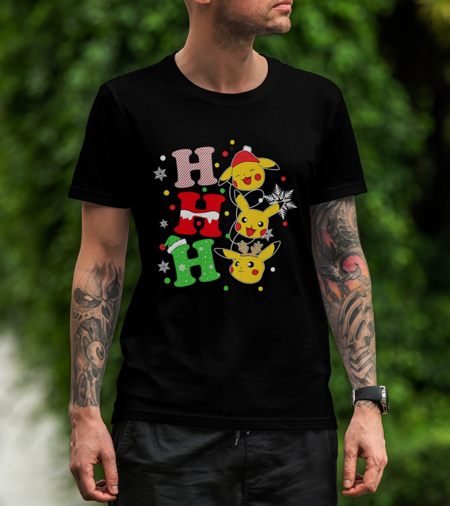 Pikachu Ho Ho Ho Christmas Festive Holiday Pokémon Celebration T-Shirt