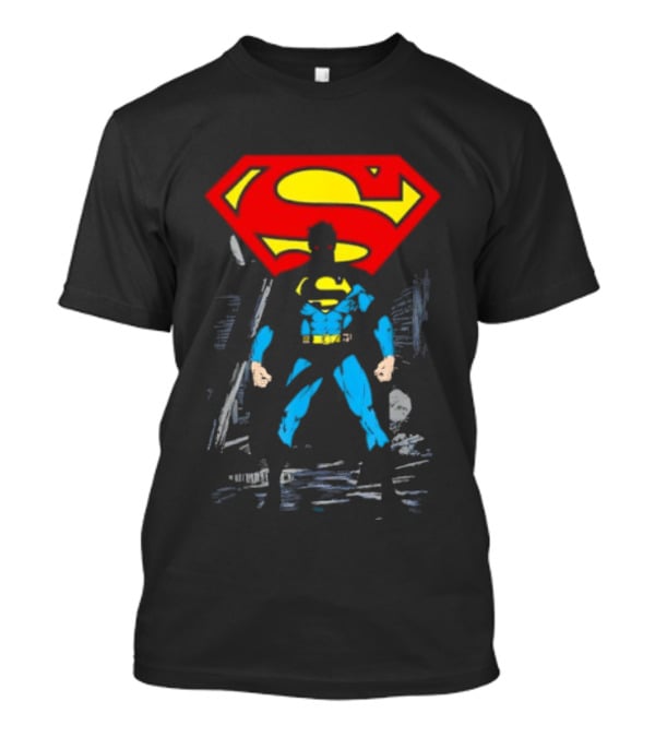 Superman Emblem Dark Alley Scene Heroic Mystery T-Shirt