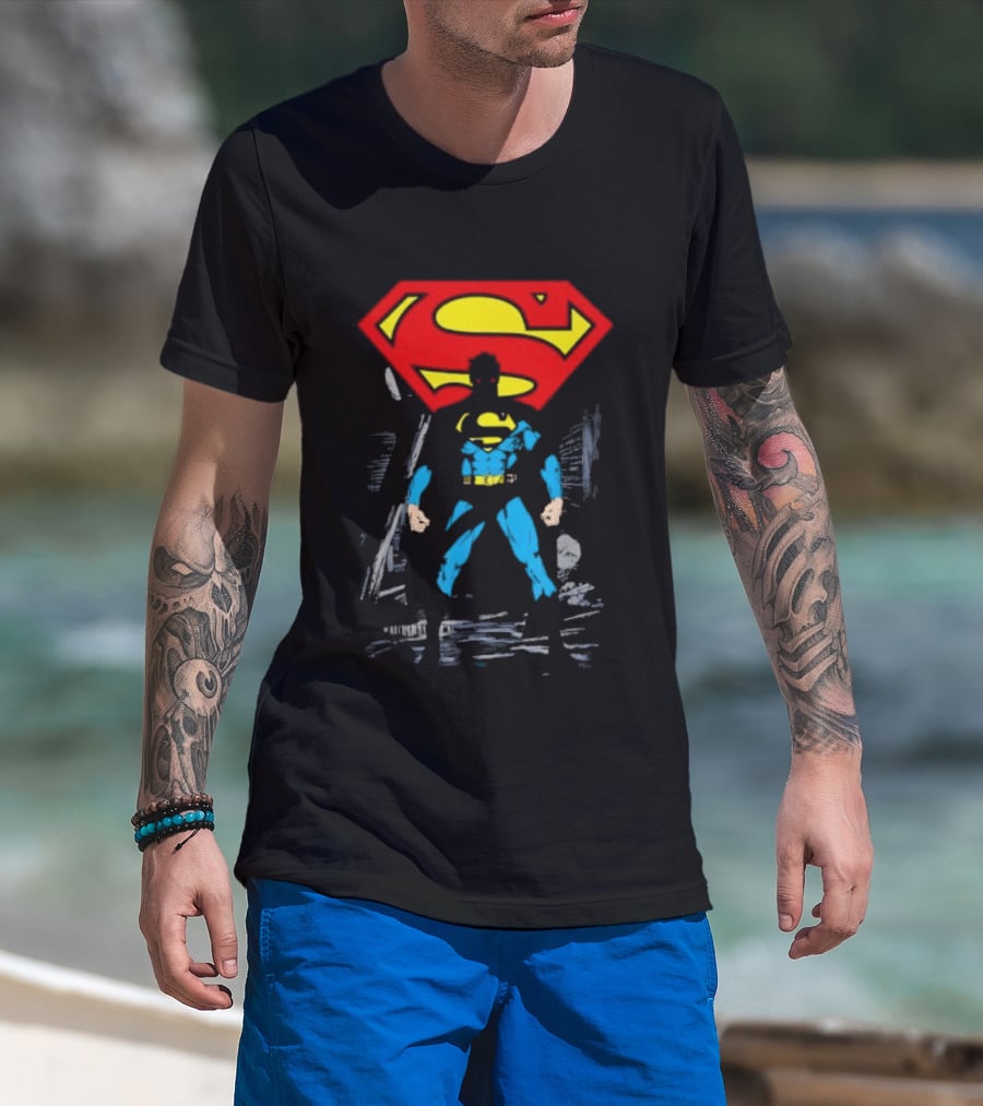 Superman Emblem Dark Alley Scene Heroic Mystery T-Shirt