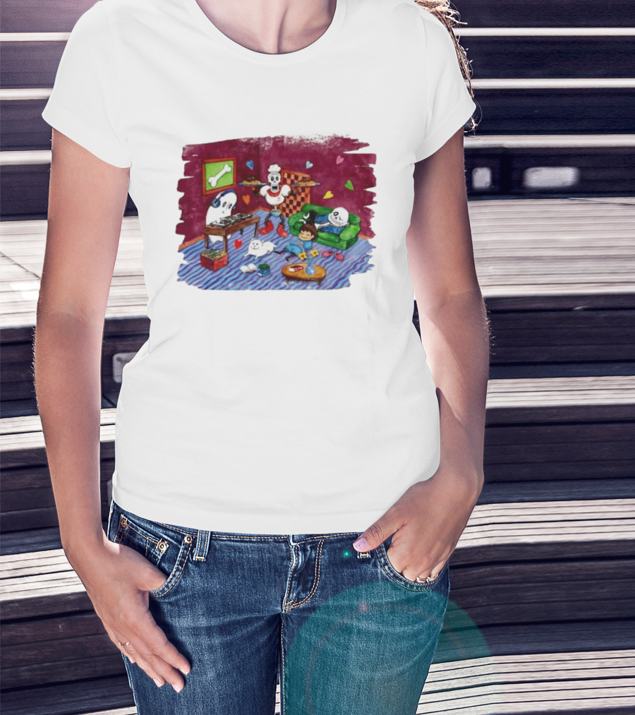 Chitei De Chill Ghost Skeleton Underground Relaxation Scene T-Shirt