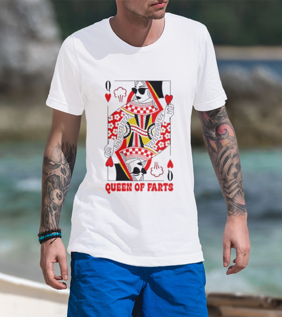 Queen Of Hearts Farts Playing Card Novelty T-Shirt