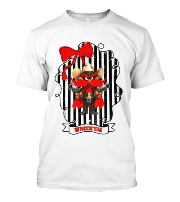 Texas Tech Red Raiders 2025 Mascot Vintage Raider Red Guns Up Wreck 'Em Bow T-Shirt