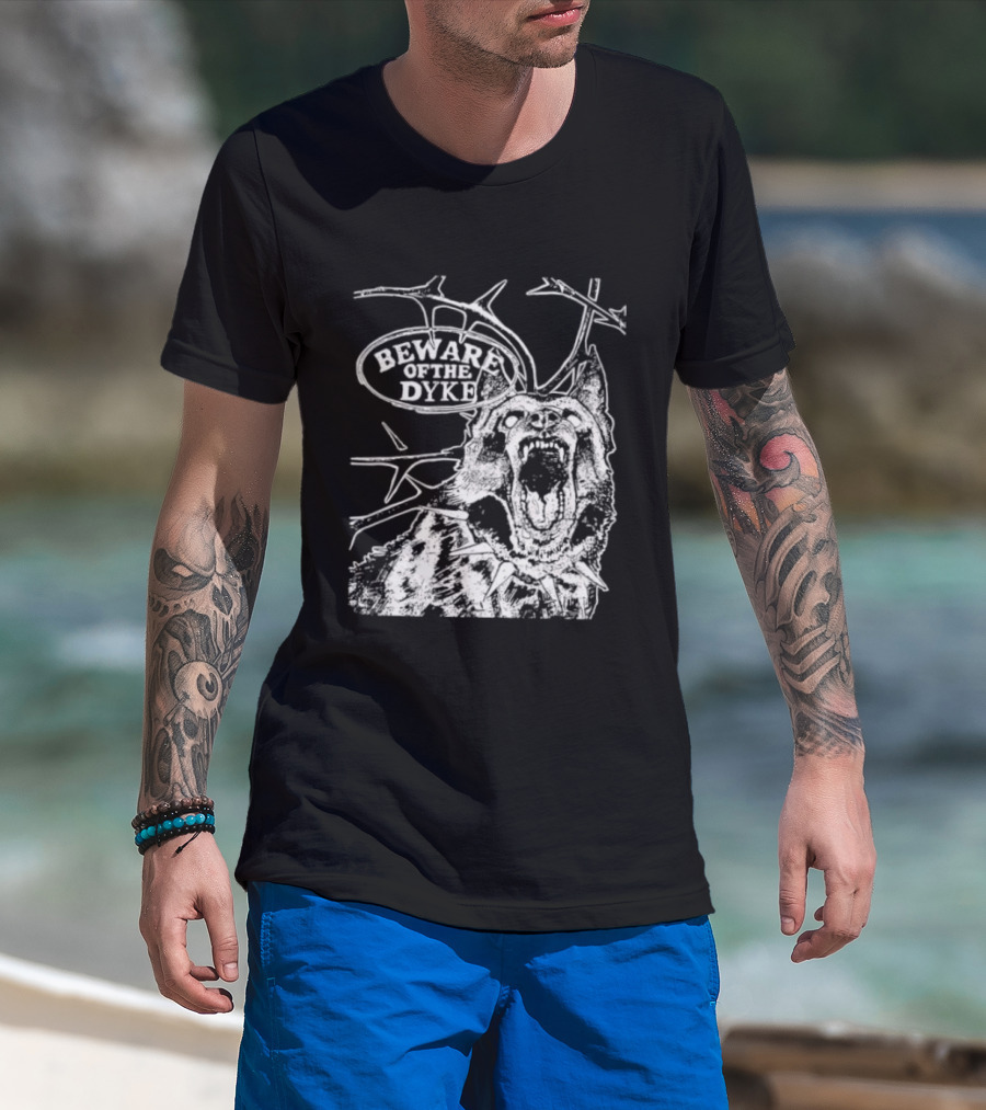 Beware Of The Dyke Dog Vintage Thorn Bush Illustration T-Shirt