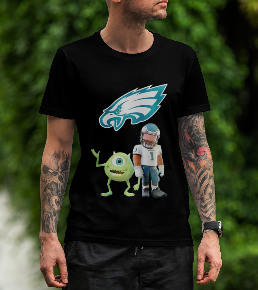 Philadelphia Eagles NFL Mike Wazowski Collaboration Football Fan Gear T-Shirt