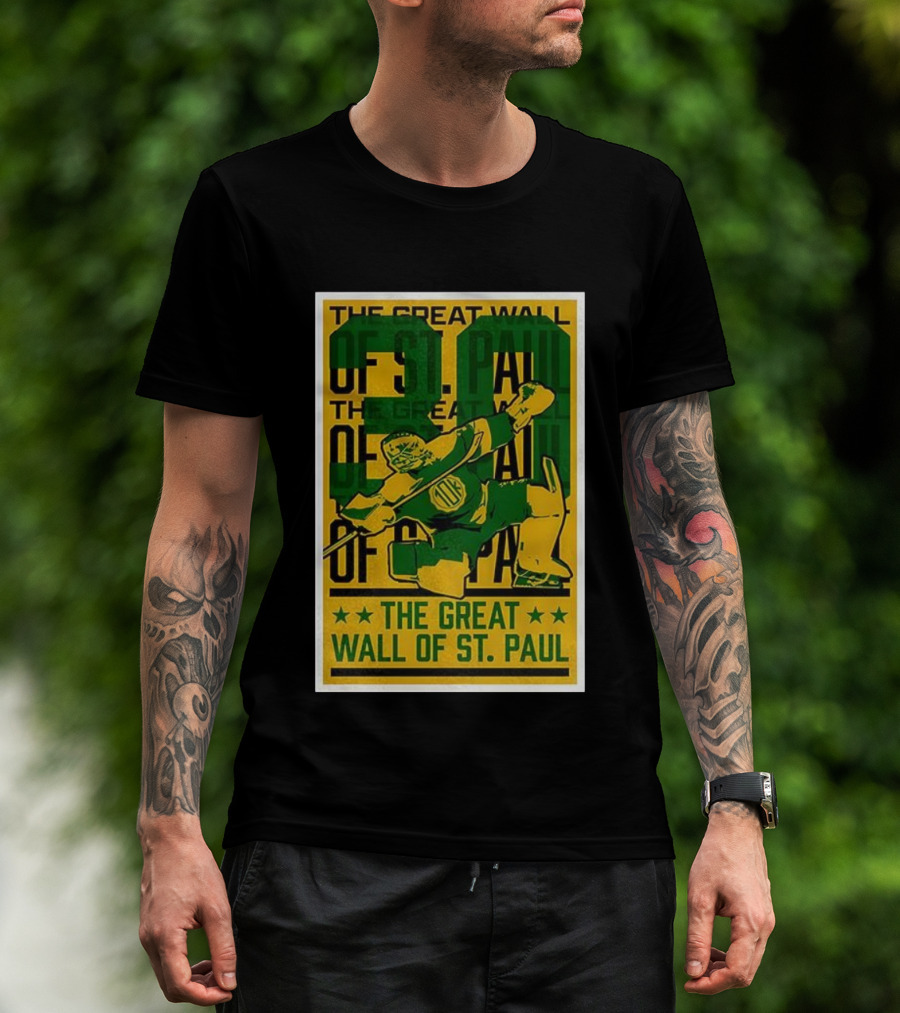 The Great Wall Of St. Paul Minnesota Wild Jesper Wallstedt Pose T-Shirt
