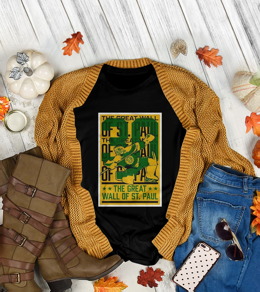 The Great Wall of St. Paul Minnesota Wild Jesper Wallstedt Pose T-Shirt