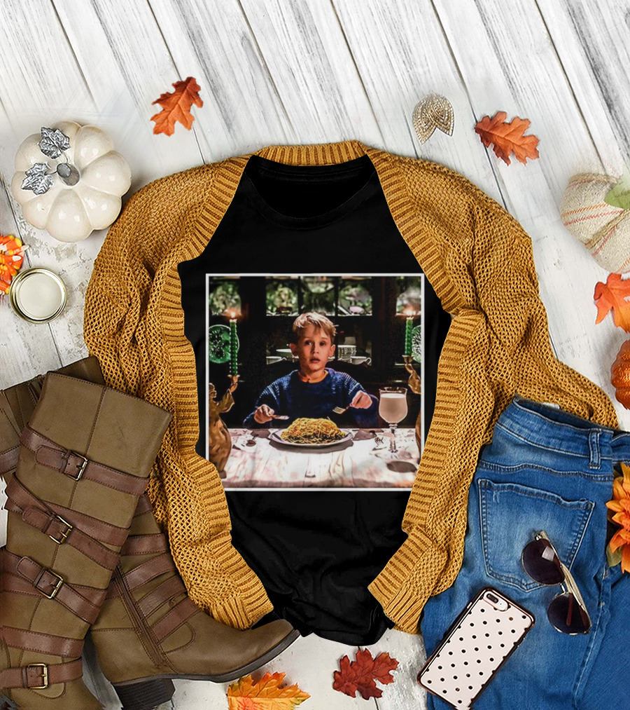 Home Alone Kevin Christmas Dinner Scene Iconic Meal Plan T-Shirt