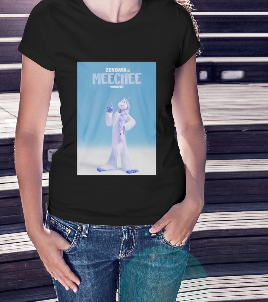 Zendaya Is Meechee Smallfoot Movie Character Blue Background T-Shirt