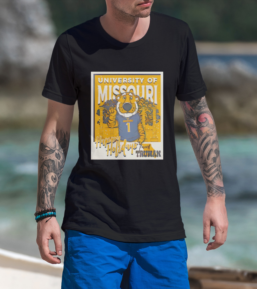 University Of Missouri Truman Happy Holidays Polaroid T-Shirt