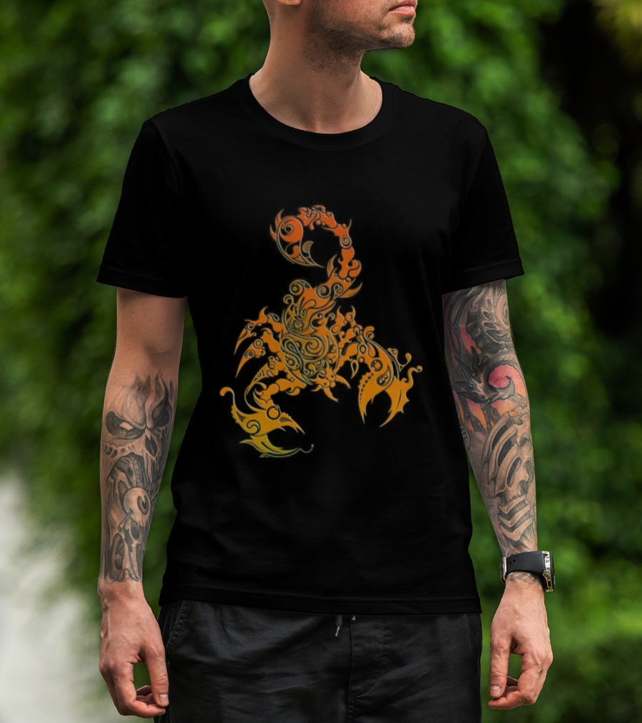 Scorpion Fiery Spirit Swirl Motif T-Shirt