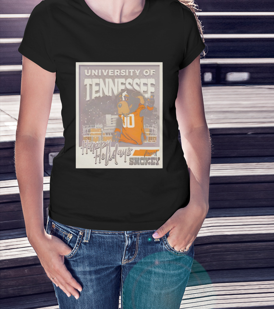 University Of Tennessee Happy Holidays From Smokey Stadium Scene T-Shirt