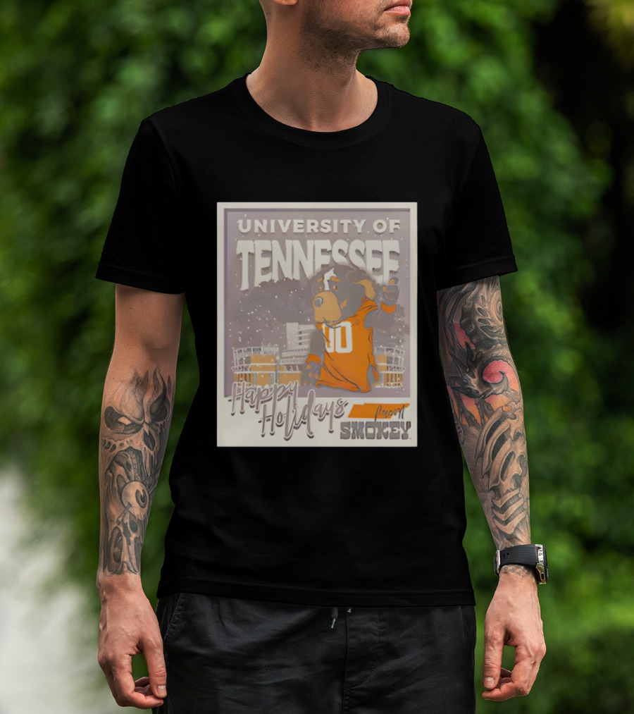 University Of Tennessee Happy Holidays From Smokey Stadium Scene T-Shirt