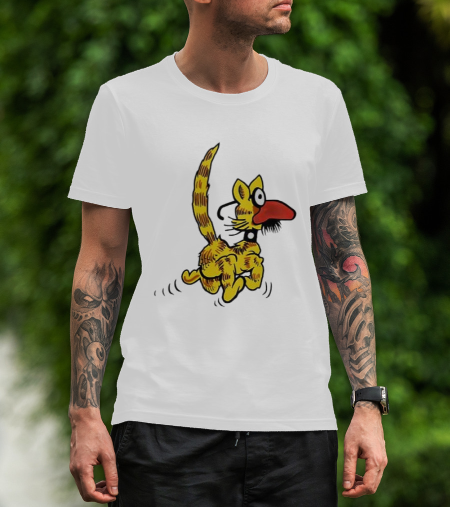 Don Martin Cartoon Yellow Cat With Red Nose Retro Humor Classic Comic Style T-Shirt