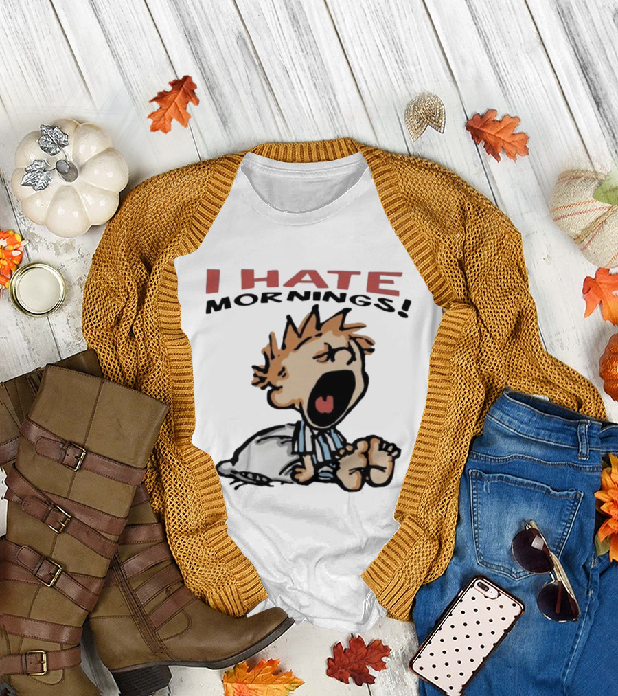 I Hate Mornings Cartoon Vintage Comic Style Pajamas Pillow T-Shirt