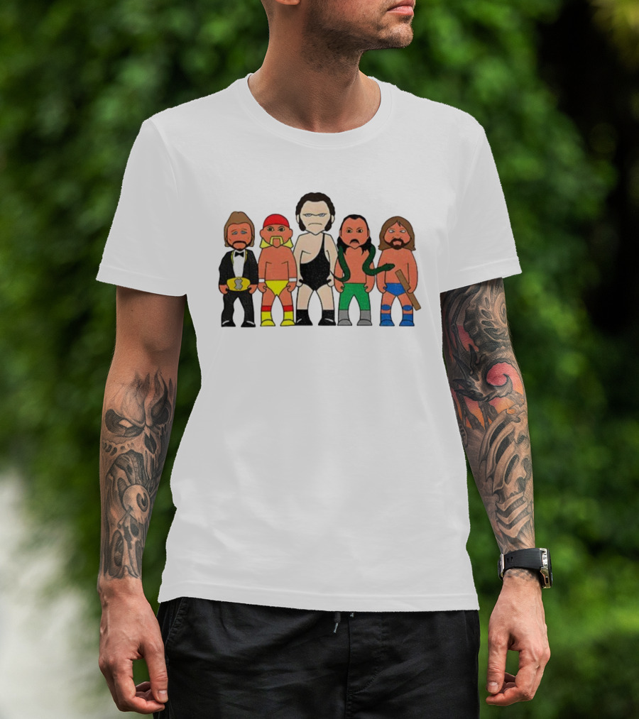 Legends Wrestling Cartoon Characters Retro Sport Icons T-Shirt